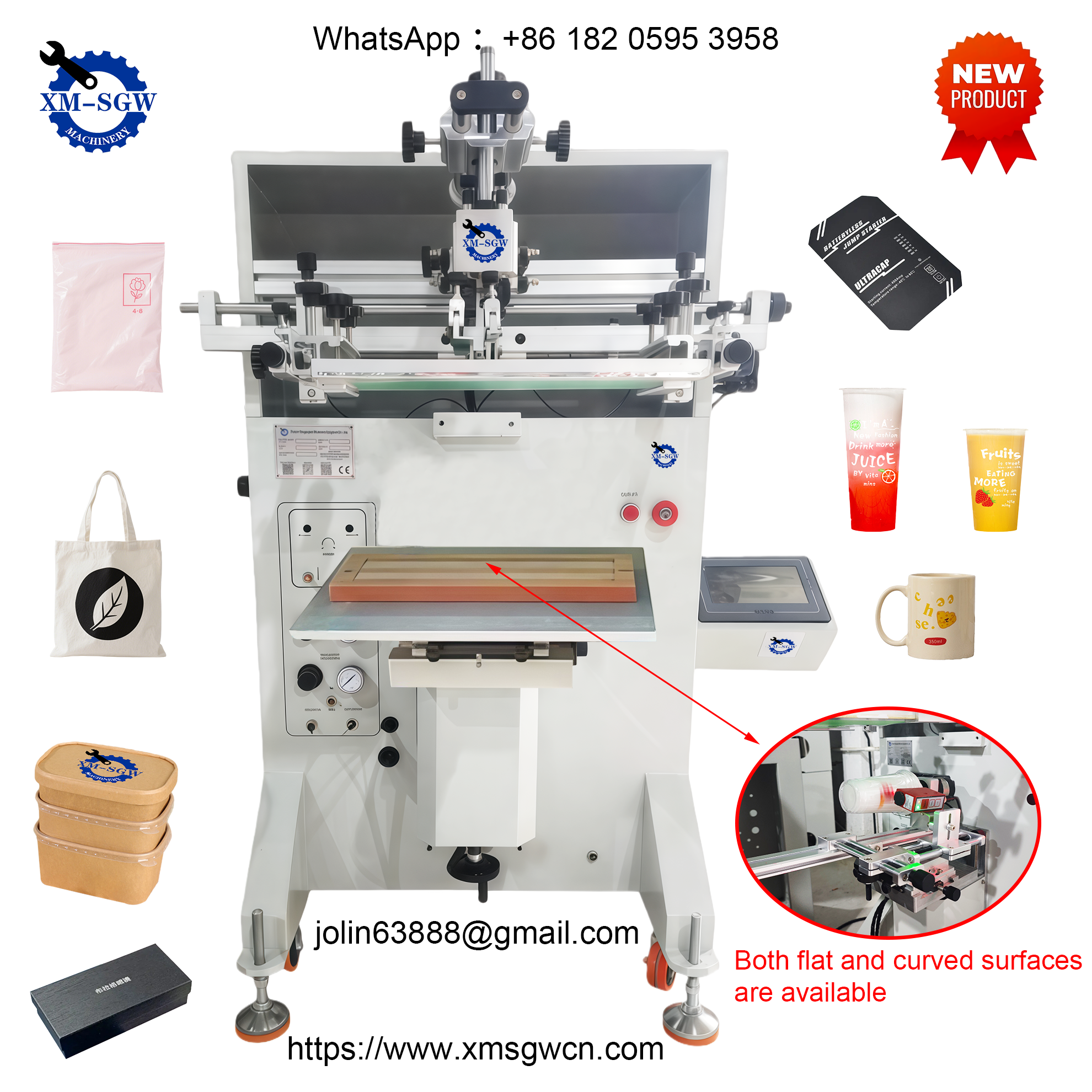 Multi-colour High Precision Semi-Automatic Round Bottle and Cup Silk Screen Printing Machine